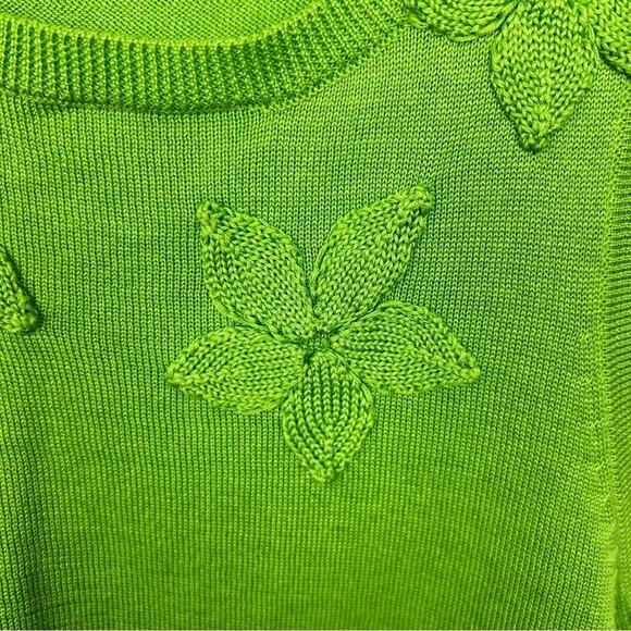 Adrienne Vittadini Womens Large Lime Green Tank Top Sweater Dress, 100% Cotton - Picture 3 of 5